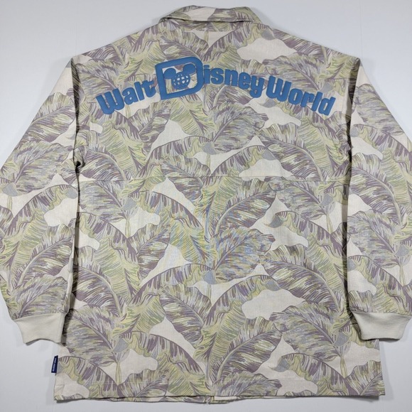 Disney World Spirit Jersey Men's Linen Blend Button Down Hawaiian Shirt LARGE - Picture 8 of 12